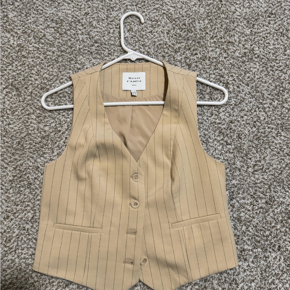 Tan Pinstripe Vest